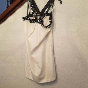 Beautiful White Dress with Embellished X-Neckline